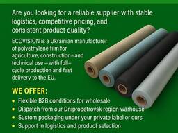 Ieškome PE plėvelės platintojo, bendradarbiaujančio su gamintoju „Ecovision“.